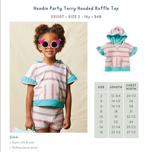 Matilda Jane Hoodie Party Terry Hooded Ruffle Top - Picture 6 of 6